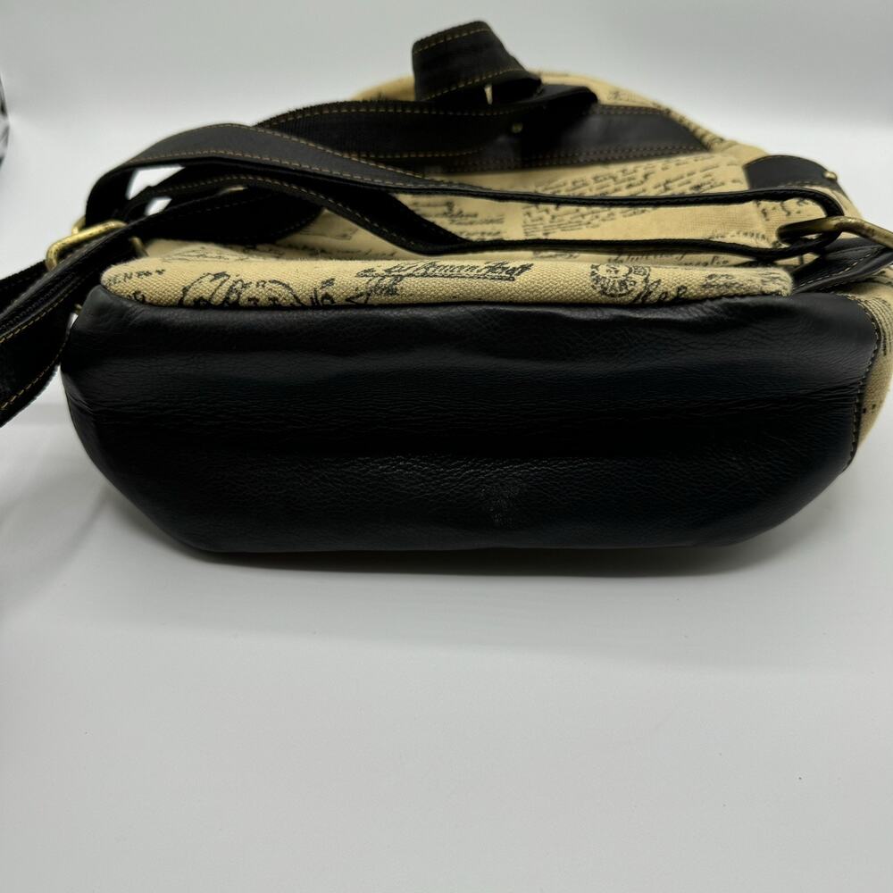 Vaan & Co Travel Mini Backpack Leather Canvas Map Print - Picture 11 of 11